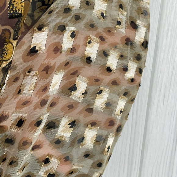 Cache Bodysuit Vintage 10 Black Gold Animal Print Floral Sleeveless Plunge Neck - Picture 8 of 15